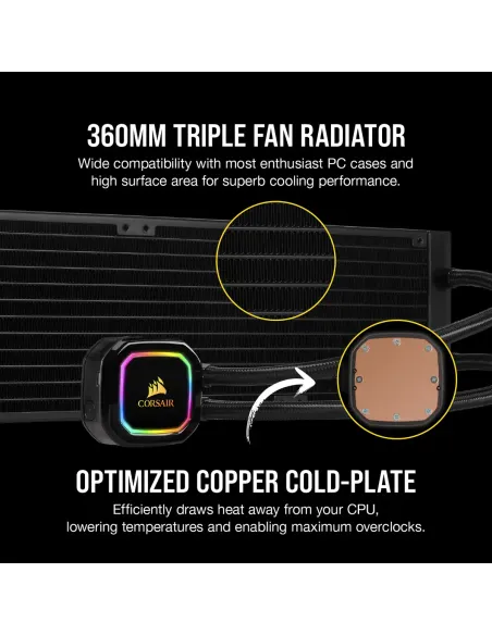 Corsair iCUE H150i RGB PRO XT Kit de Refrigeración Líquida 360mm Negra