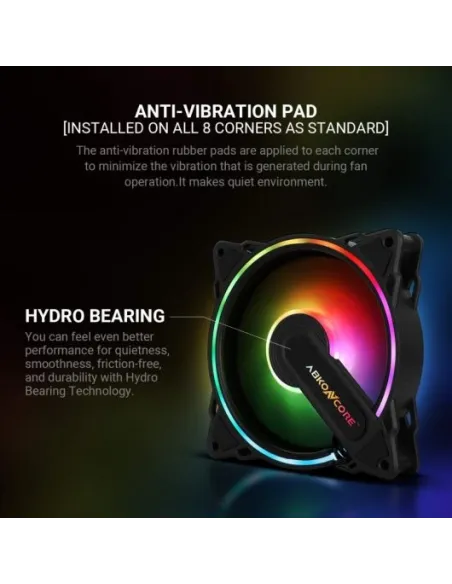 Abkoncore Spectrum Sync Pack 3 Ventiladores aRGB 120mm + Control HUB Negro