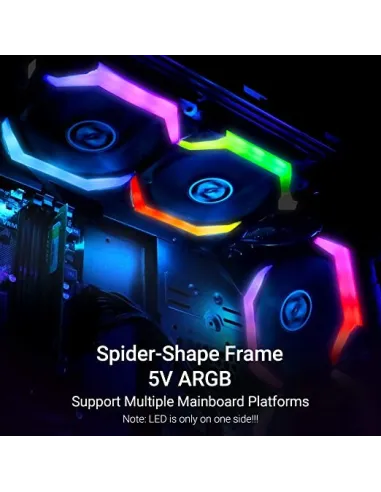 Abkoncore SP120 Spectrum Sync ARGB Kit 3 Ventiladores 120mm Negros + Mando + Hub