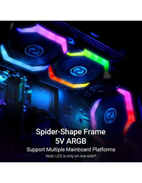 Abkoncore SP120 Spectrum Sync ARGB Kit 3 Ventiladores 120mm Negros + Mando + Hub