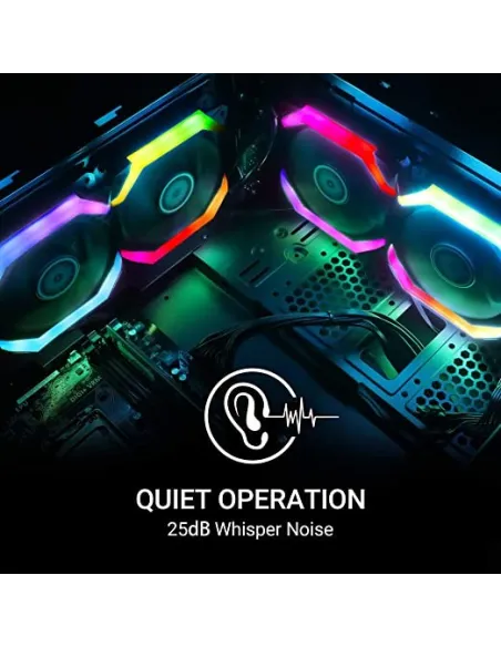 Abkoncore SP120 Spectrum Sync ARGB Kit 3 Ventiladores 120mm Negros + Mando + Hub