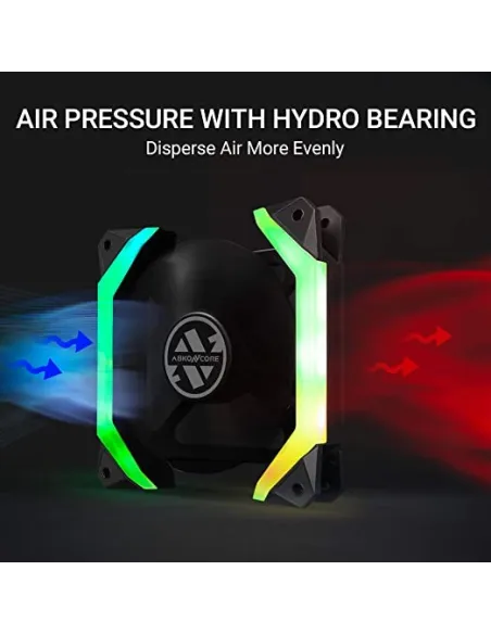 Abkoncore SP120 Spectrum Sync ARGB Kit 3 Ventiladores 120mm Negros + Mando + Hub