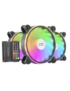Mars Gaming MFX Pack 3 Ventiladores ARGB Dual 120mm Negros + Mando RF Negro