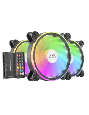 Mars Gaming MFX Pack 3 Ventiladores ARGB Dual 120mm Negros + Mando RF Negro