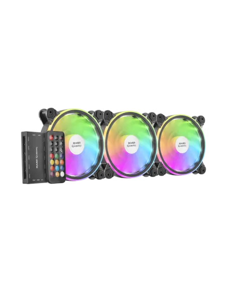 Mars Gaming MFX Pack 3 Ventiladores ARGB Dual 120mm Negros + Mando RF Negro
