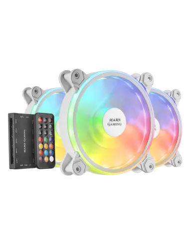 Mars Gaming MFX Pack 3 Ventiladores ARGB Dual 120mm Blancos + Mando RF Blanco