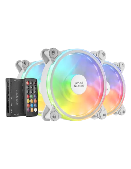 Mars Gaming MFX Pack 3 Ventiladores ARGB Dual 120mm Blancos + Mando RF Blanco