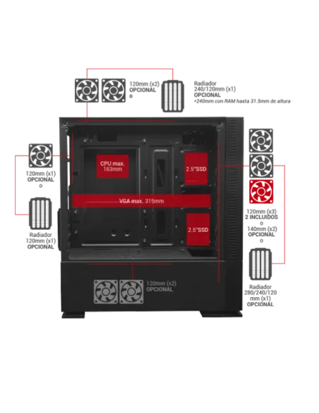 Mars Gaming MCZ Premium USB 3.0 Negra con Ventana