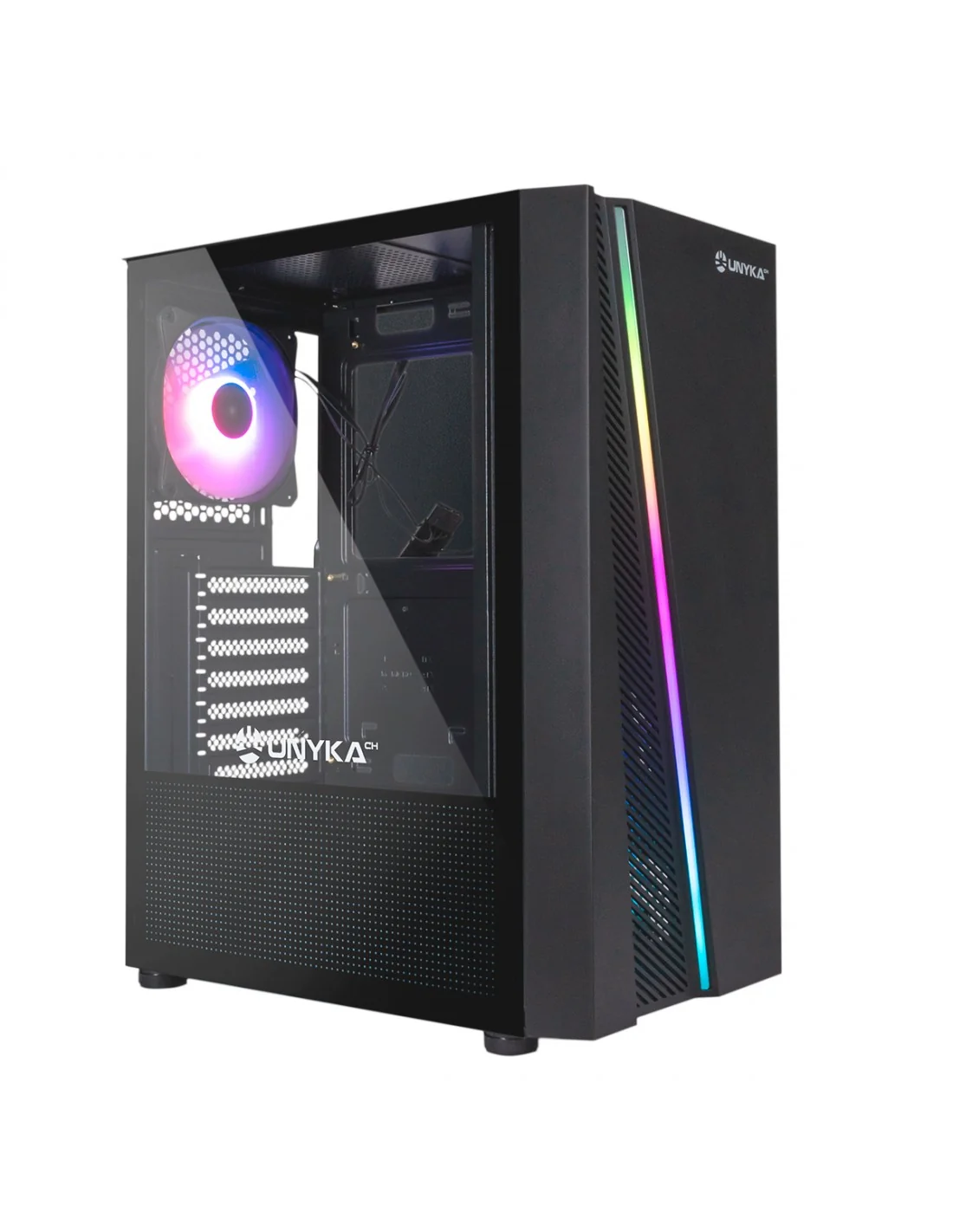 UNYKAch Glayze Caja PC ATX Negra RGB Cristal Templado USB 3.0