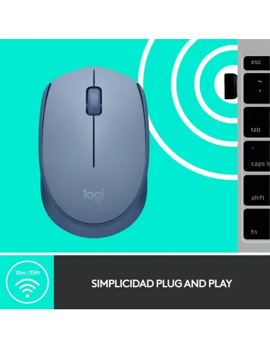 Logitech M171 Ratón Inalámbrico Gris Azulado