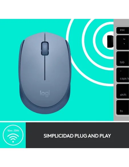 Logitech M171 Ratón Inalámbrico Gris Azulado