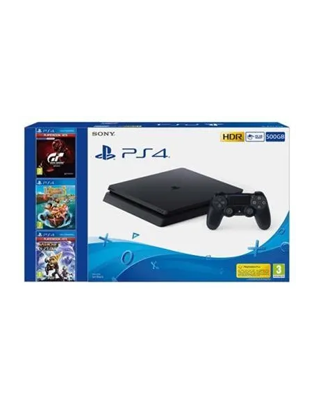Consola PS4 500 GB + Tadeo Jones 3 + GT Sports Hits + Ratchet & Clank Hits