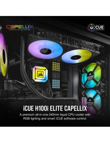 Corsair iCUE H100i ELITE CAPELLIX Kit de Refrigeración Líquida 240mm Negro