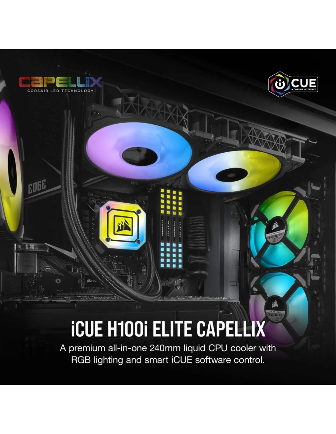 Corsair iCUE H100i ELITE CAPELLIX Kit de Refrigeración Líquida 240mm Negro