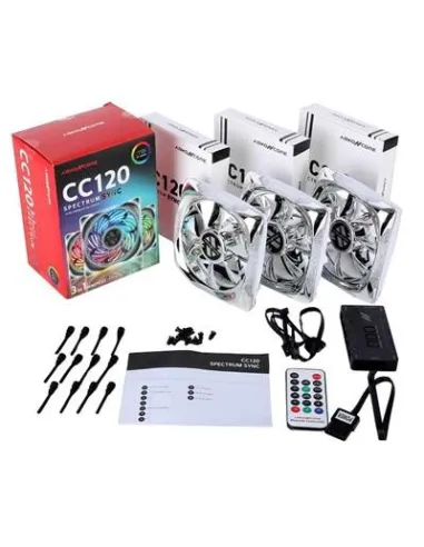 Abkoncore CY120 Spectrum Sync Kit 3 Ventiladores 120mm Blancos + Mando + Hub