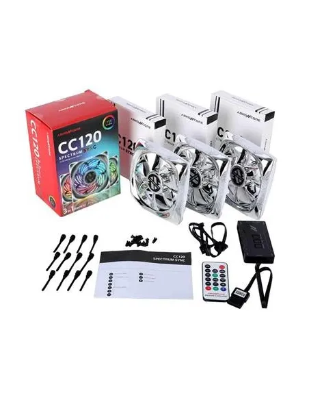 Abkoncore CY120 Spectrum Sync Kit 3 Ventiladores 120mm Blancos + Mando + Hub
