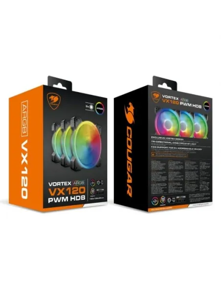 Cougar Vortex VK 120 PWM HDB Pack 3 Ventiladores Suplementarios RGB