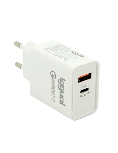 iggual Cargador doble USB QC3.0 + Tipo C PD 20W