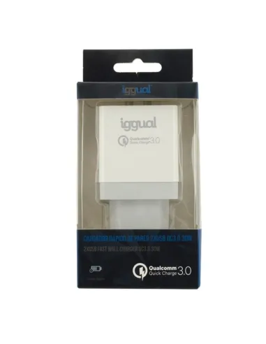 iggual Cargador 2xUSB de Carga Rápida QC3.0 30W