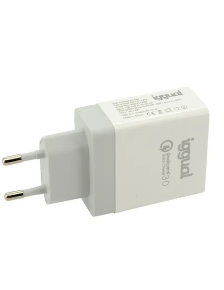 iggual Cargador 2xUSB de Carga Rápida QC3.0 30W