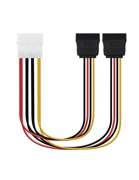 Nanocable Cable de Alimentación Interno Molex a 2xSATA 30cm Negro