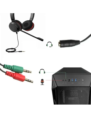 Ewent Cable Adaptador Audio Jack 3.5H a 2x Jack 3.5M de 3 Pines 15cm Negro