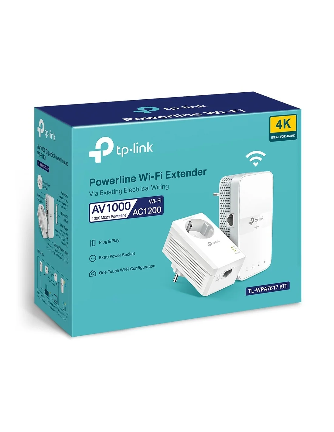 TP-Link TL-WPA7617 KIT PLC Powerline Red Eléctrica AV1000 + WiFi AC1200 Con Puerto Gigabit