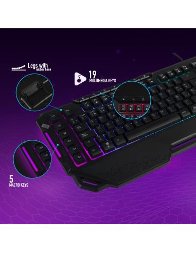 NGS GKX-450 Teclado Gaming de Membrana con Luces RGB