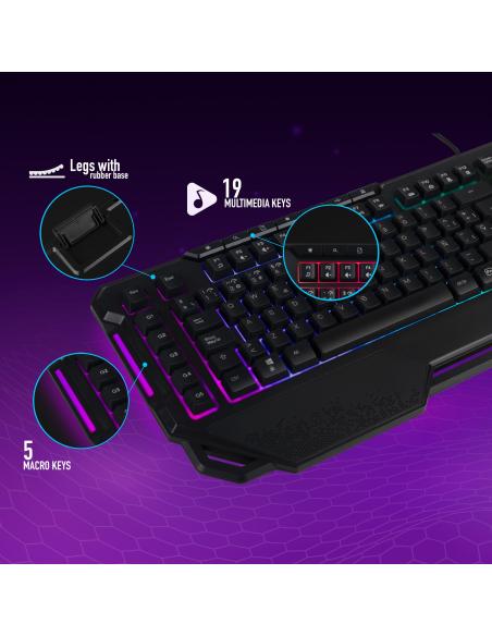 NGS GKX-450 Teclado Gaming de Membrana con Luces RGB