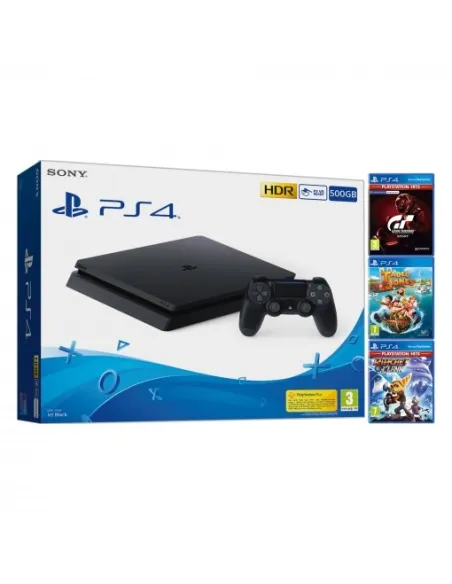 Consola PS4 500 GB + Tadeo Jones 3 + GT Sports Hits + Ratchet & Clank Hits