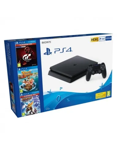 Consola PS4 500 GB + Tadeo Jones 3 + GT Sports Hits + Ratchet & Clank Hits