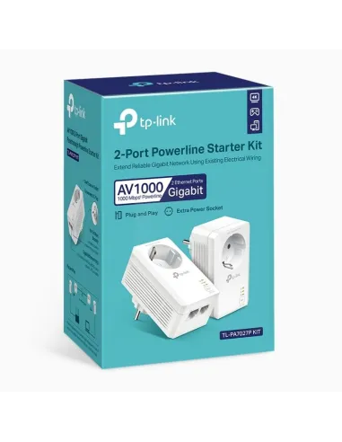 TP-Link TL-PA7027P KIT PLC Powerline Red Eléctrica AV1000 Gigabit con 2 Puertos Gigabit