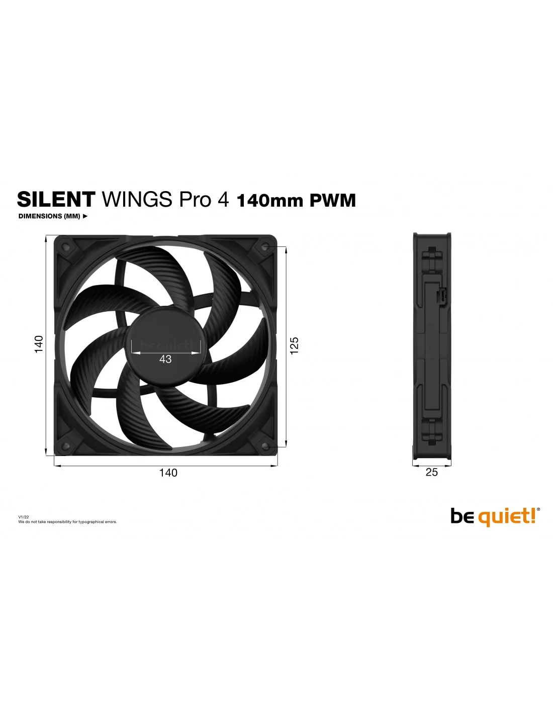 Be Quiet ! Silent Wings Pro 4 Ventilador 140mm Negro