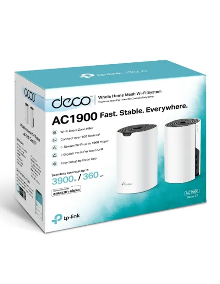 TP-Link DECO S7 Sistema Wi-Fi Mesh Inteligente Doble Banda AC1900 Pack de 2 Unidades