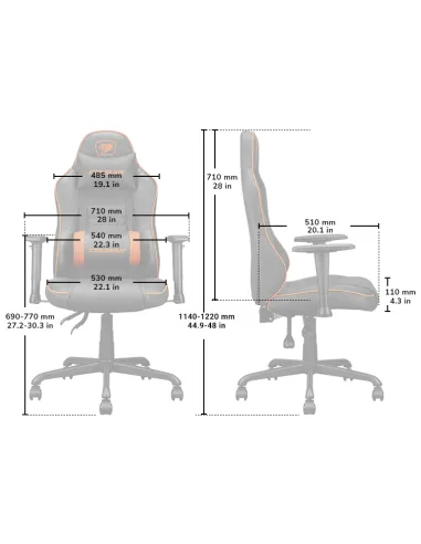 Cougar 3MFSLORB.0001 Fusion S Silla Gaming Negra/Naranja