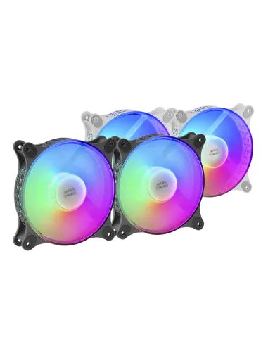 Mars Gaming MFDUO Kit 2 Ventiladores FRGB Rainbow 120mm Blancos