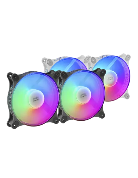 Mars Gaming MFDUO Kit 2 Ventiladores FRGB Rainbow 120mm Blancos