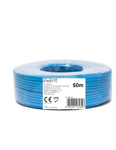 Ewent IM1222 Bobina de Cable de Red Cat.6A U/UTP LSZH 50 Metros Azul