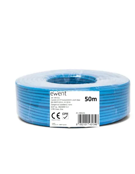 Ewent IM1222 Bobina de Cable de Red Cat.6A U/UTP LSZH 50 Metros Azul