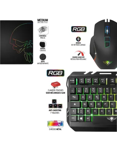 Spirit of Gamer CLS-PMK5 Kit Teclado + Ratón + Alfombrilla RGB Gaming Negro