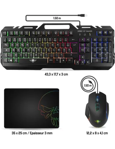 Spirit of Gamer CLS-PMK5 Kit Teclado + Ratón + Alfombrilla RGB Gaming Negro