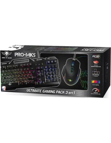 Spirit of Gamer CLS-PMK5 Kit Teclado + Ratón + Alfombrilla RGB Gaming Negro