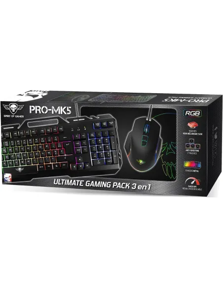 Spirit of Gamer CLS-PMK5 Kit Teclado + Ratón + Alfombrilla RGB Gaming Negro