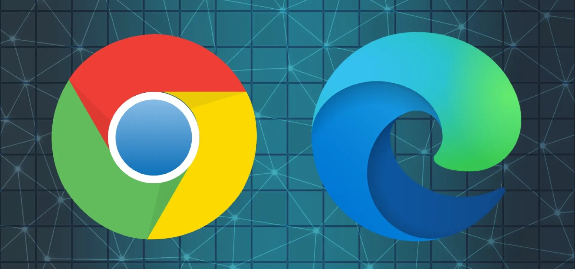 Logos de Google y Microsoft Edge, lado a lado